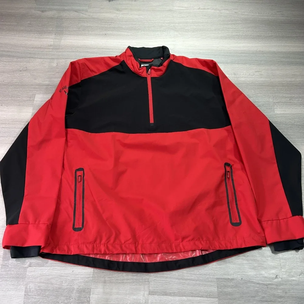 Callaway Weather Series Swing Tech Jacket Mens XL Red 1/4 Zip Golf Windbreaker